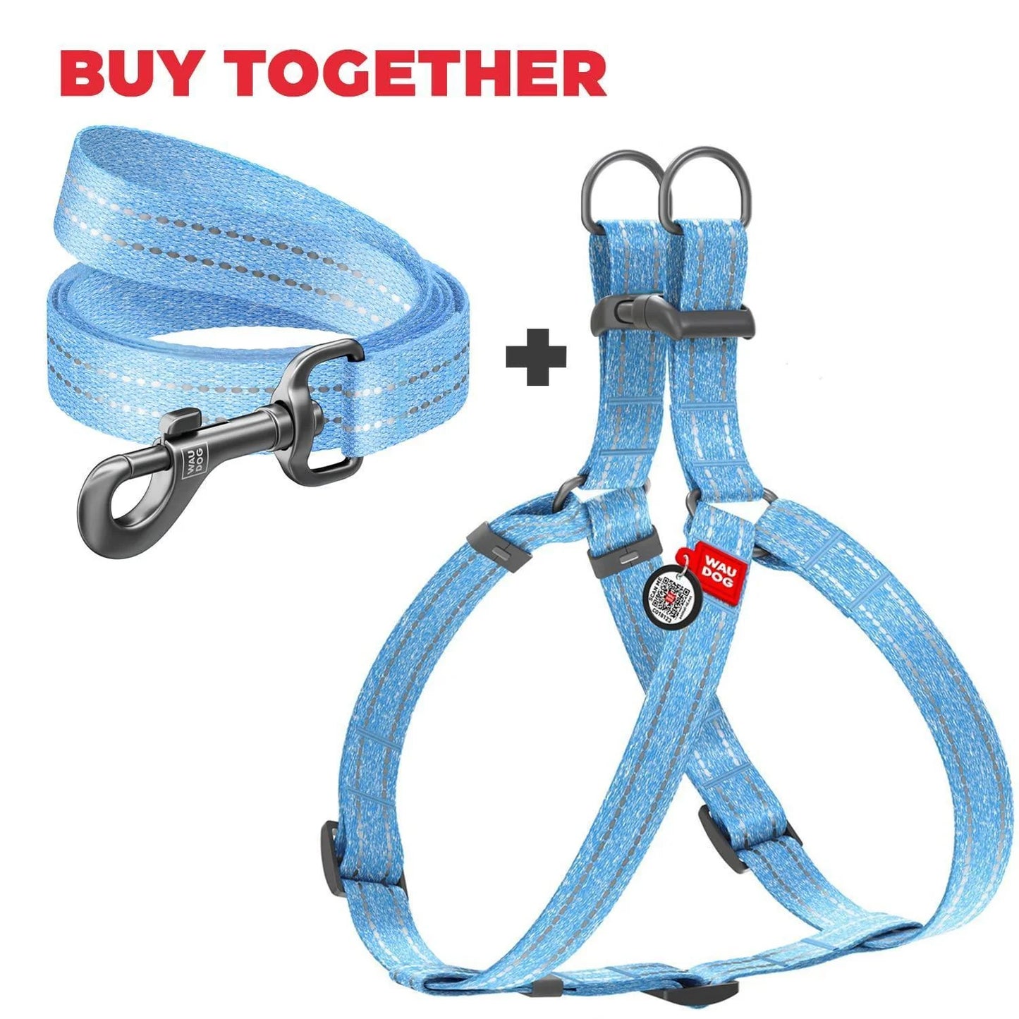 Blue Cotton Reflective Dog Harness Eco Friendly for Large Dogs L Size 2735 Inch