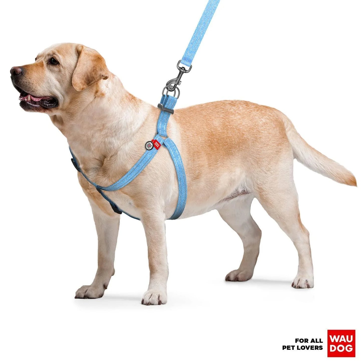 Blue Cotton Reflective Dog Harness Eco Friendly for Large Dogs L Size 2735 Inch