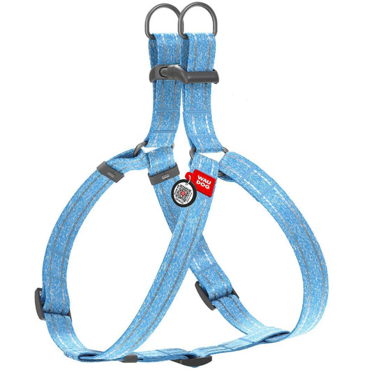 Blue Cotton Reflective Dog Harness Eco Friendly for Large Dogs L Size 2735 Inch